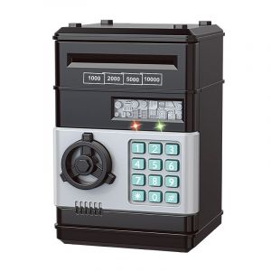 Mini coffre-fort automatique pour pièces de monnaie,tirelire créative,boîte d'économie d'argent,compteur de mot de passe,serrure à clé,cadeau pour enfant - Type Black - Neuf