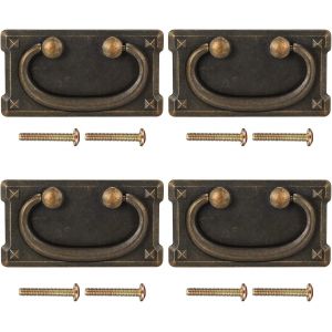 Spray à l'huile de Curaçao noir - 4 pièces, poignées de tiroir vintage, poignées de meubles antiques pour portes de placard, armoire décorative - 96 x 53 mm - Neuf