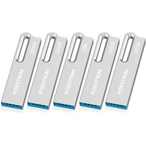 BNHGO-Clé USB 3.0 32 Go en Métal - Lot de 5 - Avec Porte-clés, Étanche, Jump Drive Memory Sticks pour Ordinateur/Ordinateur Portable, Sauvegarde de Stockage (Argent) - Neuf