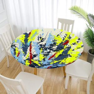 Sjzg-Nappe Ronde Anti Taches, Graffiti Nappe De Table Avec Bord Élastique Ajustée, Imperméable Polyester Couverture De Table De Pour Cuisine Jardin Fête (Jaune,Diamètre 70cm) - Neuf