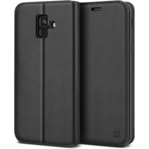 JGD-Coque pour Samsung A6, Etui pour Samsung Galaxy A6 2018 Housse &Agrave; Rabat en PU Cuir Flip Case Cover, Pochette de Protection en Faux Cuir avec Porte-Cartes de Cr&eacute;dit, Support, Noir - Neuf