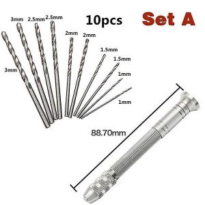 Ensemble de 10 forets &agrave; main avec &eacute;tau &agrave; t&ecirc;te pivotante et 10 forets pour petits trous - Neuf