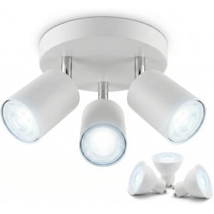 Subzonal-Plafonnier Spots Orientables Led Blanc, Luminaire Plafond 3 Spots Design Moderne, 3 Ampoules Gu10 5w Blanc Froid 6000k Incluses (Rempla&ccedil;ables), &Eacute;clairage Int&eacute;rieur Pour Salon, Cuisine, Chamb - Neuf
