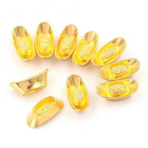 10pcs/set 21cm * 07cm * 1cm Feng Shui Auspicieux Lucky Money Mascot Metal Crafts Gold Ingot Decoration Crafts Mini Gold Ingot Toy - Neuf