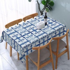 Sjzg-Nappe Essuyable Rectangulaire 60x120in(150x305cm) Nappe De Jardin Avec Plaid Bleu Motif, D&eacute;coration De Table Pour Cuisinesalle &Agrave; Manger Nappe Outdoor R&eacute;sistant Aux Intemp&eacute;ries - Neuf