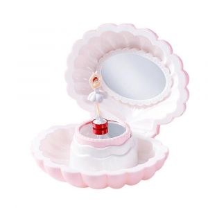 Bo&icirc;te &Agrave; Musique Ballerine Coquillage Rose Clair En Forme De Bo&icirc;te &Agrave; Musique &Agrave; M&eacute;moire Pour Petits Bijoux Souvenir Avec Miroir Et Ballerine Pour Cadeau 6 * 4 * 6inc (Rose Clair) - Neuf