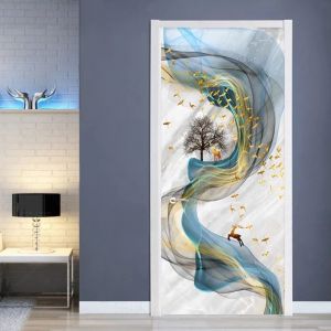 Autocollant De Porte 77x200cm, Papier Peint 3d Effet Trompe-L'oeil (Style 33) - Neuf