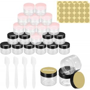 20 Pcs 20g/20ml Pots Vide Cosmétiques,Contenants Cosmétiques,Petite Recipient Cosmétique Plastique Transparente de Voyage avec Couvercle pour Baume à Lèvres,Lotion,Crème,Bougie Echantillon - Neuf