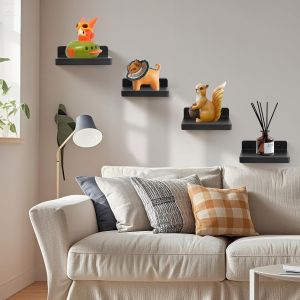 Cauc-Lot De 2 Petites &Eacute;tag&egrave;res Murales Flottantes De 12,7 Cm - Mini Haut-Parleurs, Babyphone, Appareils Photo, Pr&eacute;sentoir De Figurines (Noyer) - Neuf