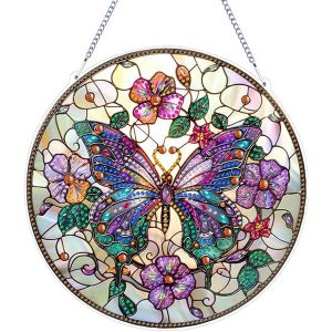 Oayew-Diamond Painting Guirlande, Papillon Diamant Painting Pendentif, 5d Painting Diamant Hanging, Diy Peinture Diamant Suspendus Avec Cha&icirc;ne, Pour Jardin, Porte Et Fen&ecirc;tre, No&euml;l D&eacute;co - Neuf