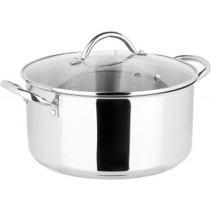 Subzonal-717095 Faitout Endurance &Oslash;24cm 100% Acier Inoxydable Avec Couvercle En Verre - Fond Triple &Eacute;paisseur - Int&eacute;rieur Sans Rev&ecirc;tement Nocif - Tous Feux Dont Induction, Argent&eacute; - Neuf