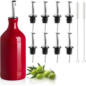 Checarzhn--No1-8 Pièces Bec Verseur Pour Bouteilles,Bec Verseur Bec Verseur Huile Becs Verseurs En Acier Inoxydable Avec 2 S Avec Clapet Pour Vin Eau De Vie Huile D'olive Verseur - Neuf
