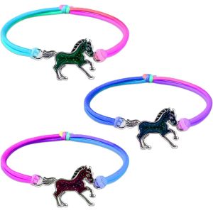Eryi-Bracelets D'humeur Pour Enfants, Bracelet D'ambiance Change De Couleur Pour Fille Avec Pendentif Cheval, Bracelet De Cheval De Couleur Arc-En-Ciel, Pour Cadeau Anniversaire De Fête - Neuf