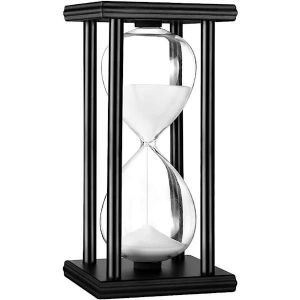 1 sablier piliers en bois plages de sable noir et blanc, un minuteur de 30 minutes - Neuf