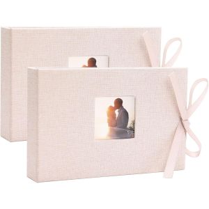 Photo Album 10x15 Mini Livret À Photos Avec Pochettes Couverture En Tissu Lin, Albums Photos 26 Pages (Pour 52 Photos), Album Photos Pour Famille/Mariage/Voyage/Bébébeige (1 Paquet) - Neuf