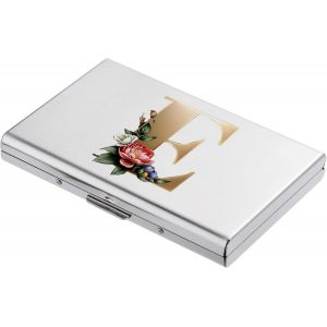 KALANKA-® Porte Cartes de Crédit, Portefeuille Fin en Métal avec Blocage RFID, Design Tendance et Motifs Artistiques, pour Homme et Femme. (6 Cartes/Argent/E) - Neuf