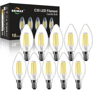Lot De 10 Ampoules E14 Dimmable Blanc Chaud 2700k 6w=60w Ampoule Filament Led C35 En Verre 600lm Ac220-240v Ampoule Bougie Led De Rechange E14 Pour Lustres, Lampes De Table Et Mura[Amp741405] - Neuf