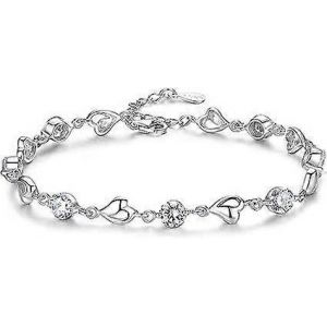 Argent Amour Coeur Bracelet Éclat Zircone Cubique Bracelet Pour Femmes Filles Vintage Classique Réglable Cristal Amitié Bracelets Bijoux Cadeau Pour - Neuf