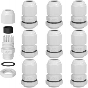 10¿ Presse-étoupe M12 pour câble de 3 à 6,5 mm de diamètre IP68 étanche à la poussière et à l'eau avec joint en caoutchouc,contre-écrou,lamelles,prise isolante,entrée de câble-Blanc - Neuf