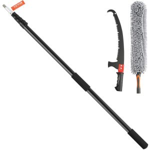 CHECARZHN--NO1-Scie À Élaguer Télescopique, Scie À Perche Extensible Manuelle 1,5-6,1 M Avec Lame En Acier Tranchant Poignée Alliage Aluminium Chenille Pour Élagage, Taillage, Palmiers, Branches Haut - Neuf
