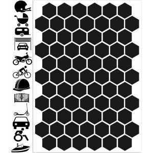 Set Of 71 Pvc High Visibility Reflective Stickers Night Visibility Safety Stickers For Bike, Helmet, Buggy, Toys, Caravan, Roll, Boat, Black D 52 - Neuf