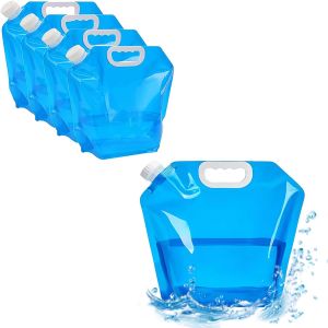 Apt-Lot De 5 Bidons D'eau Pliables - 5 L - Pour Le Camping, La Randonnée, Les Pique-Niques - Bleu - Neuf