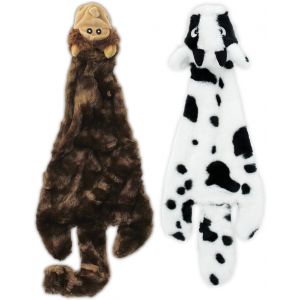 Squeaky Dog Toys 2 In 1 Soft Durable Fabric Dog Toys For Small Medium Large Dog No Padding Indoor Can Hold Plastic Bottle Cow Monkey Large - Neuf