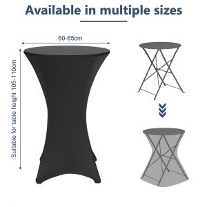 Lot De 5 Housses Pour Table Haute Pliante 105 Cm Noires &Oslash;60 Cm - Neuf