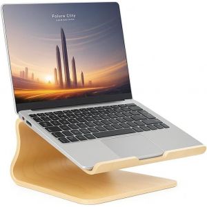 Support Ordinateur Portable Bois-Rehausseur PC/Mac Ergonomique-Compatible MacBook Pro,Bureau,Confort de Travail (Beige (Chêne)) - Neuf