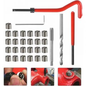 30Pcs Kit Reparation Filetage M6 INOX Foret Hélicoïdal Clé Hexagonale Insert Filetage Taraud Filiere Professionnel pour Entretien Quotidien Automobile Perceuse Moteur - Neuf