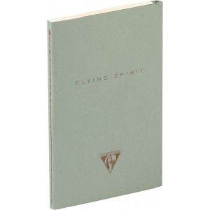 Eryi-- 107596c - Un Carnet Cousu Fil Flying Spirit 9x14 Cm 96 Pages Lignées Papier Ivoire 90g - Couverture Cartonnée Vert De Gris - 5 Motifs Imprimés Au Dos, Livraison Aléatoire - Neuf