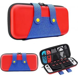 Hljhj-Étui Pour Nintendo Switch 2/Oledavec, Grand Étui Rigide Pour Adaptateur Et Joy-Con Rangement, Sac De Voyage Pour Switch Console Avec 10 Fentes Pour Cartes De Jeu, Rouge - Neuf
