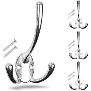 YEMAESRE-Crochet À Visser, 4 Pièces, En Argent, Extérieur 113 X 67 X 27 Mm, Crochet Triple Avec Vis À Bois, Boucle De Vestiaire Pour Porte, Salle De Bain, Cuisine, Couloir, Attache Métallique Diy - Neuf