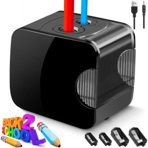 Mevronisshop-Taille Crayon Electrique Professionnel Usb 2 Trous 6-12mm, Gros Diam&egrave;tre, 4 Lames, Pour Dessin De Crayon Papier - Neuf