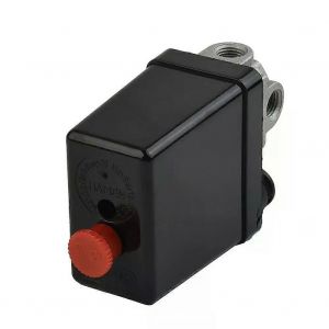 Pressostat de compresseur d'air 4 ports d'entrée d'air femelles 1/4 8 bar 220V 240V Soupape de commande Coque en plastique Bouton d'arrêt automatique - Neuf