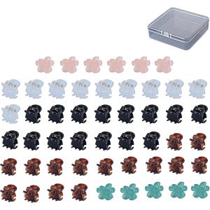 Shiliu-50 Pinces À Cheveux Pour Femmes, 1 Boîte De Rangement, Mini Pinces À Griffes En Plastique, Petites Pinces À Cheveux Antidéra[ - Neuf