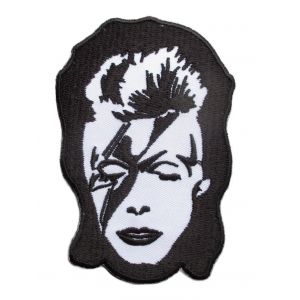 Patch Bowie Ziggy Stardust Noir Blanc 9.5x6.5 M &Eacute;cusson Rock Roll Thermocollant - Neuf