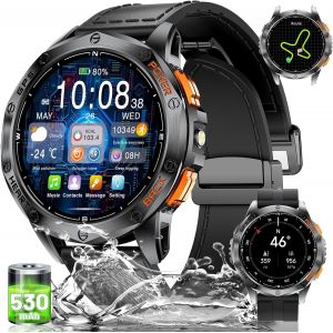 Gps Montre Connect&eacute;e Homme Avec 530mah Batterie(Noir), 1,43"" Amoled Montre Intelnte Smartwatch Avec Appel Moniteur De Sommeil De Fr&eacute;quence Cardiaque 180 Modes Sportifs Pour Android Ios,50m &Eacute;tanche - Neuf