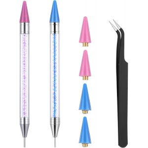 Kal-Lot De 2 Stylos À Pointe En Strass Pour Nail Art Diamant Double Face Outil De Pointillage Pour Ongles Stylos De Décoration Pour Bricolage - Neuf