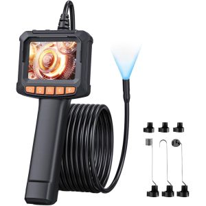 Caméra Endoscopique, 1080P HD Endoscope avec Zoom 2X, IP67 Camera Inspection Canalisation à Étanche IPS de 2,4 Pouces, Câble Semi-Rigide de 5M, 8 LED Réglables, Gadgets pour Hommes - Neuf