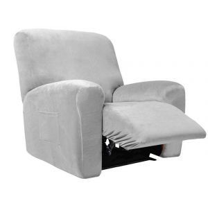 Housse de fauteuil inclinable extensible 3 places gris clair - Neuf