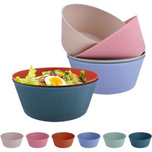 Mevronisshop-Lot De 6 Saladier, Saladier Plastique Reutilisable, Grand Bol De Camping De 60 Oz, Bol &Agrave; C&eacute;r&eacute;ales En Plastique, Pour C&eacute;r&eacute;ales Soupe Collation Fruit Salade(20&times;15&times;8cm) - Neuf
