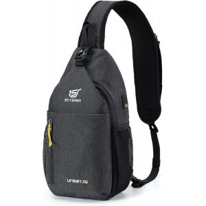 CHENG-Sacoche Homme Bandouliere, Sacs à dos Porté Travers Sac à Poitrine avec Port pour Écouteurs, Sac à Dos de Voyage pour Homme & Femme - Neuf