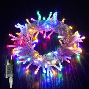 Jgd-Guirlande Lumineuse 8 Mode 10m 100 Led, D&eacute;coration Romantique Pour Sapin De No&euml;l Mariage F&ecirc;te,Guirlande Int&eacute;rieure (Multicouleur, Fil Transparent) - Neuf