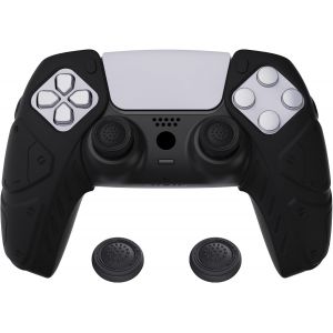 PlayVital Protection pour ps5 Coque Manette,Housse Silicone avec Capuchon pour ps5 Grips Joystick Controller Cover Skin Compatible avec Station de Charge,&Eacute;dition M&eacute;ca-Noir - Neuf