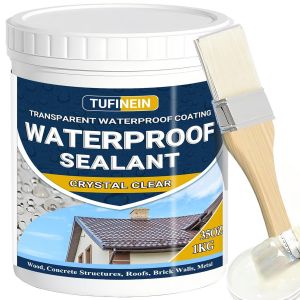 VornixorSarlshopLiquide &Eacute;tanch&eacute;it&eacute; Transparent 1KG, TUFINEIN Agent de Revetement Impermeable Transparent Int&eacute;rieure et Ext&eacute;rieure Membrane d'&Eacute;tanch&eacute;it&eacute; Waterstop Imperm&eacute;able Transparente - Neuf