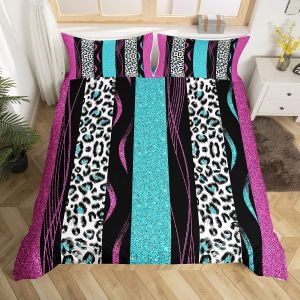 Housse De Couette Homewish Safari Leopard, Parure De Lit Double À Imprimé Guépard Bleu, Housse De Couette En Peau De Guépard Pour Enfants, Filles Et Garçons, Parure De - Neuf