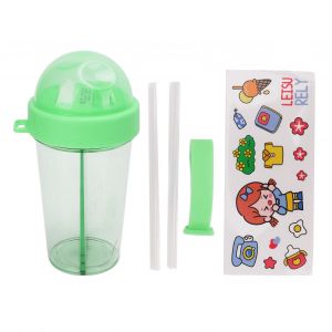Double Boisson Bouteille De Paille Tasse D'eau éTanche Portable Avec Autocollant Pour Camping En Plein Air Sports Jogging Vert - Neuf