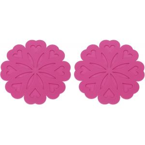 KALANKA-Lot de 2 dessous de plat en silicone à motif floral - Protection de table résistante à la chaleur pour comptoir, plats chauds, casseroles et poêles - Rose rouge - Neuf