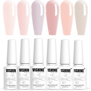 Tianyi-Vernis Gel Semi Permanent Transparent Nude,Lot De 6 Vernis Semi Permanent Naturel Rose French Transparent Gel&eacute;e De Cristal Soak Off Uv Led Gel 8ml - Neuf